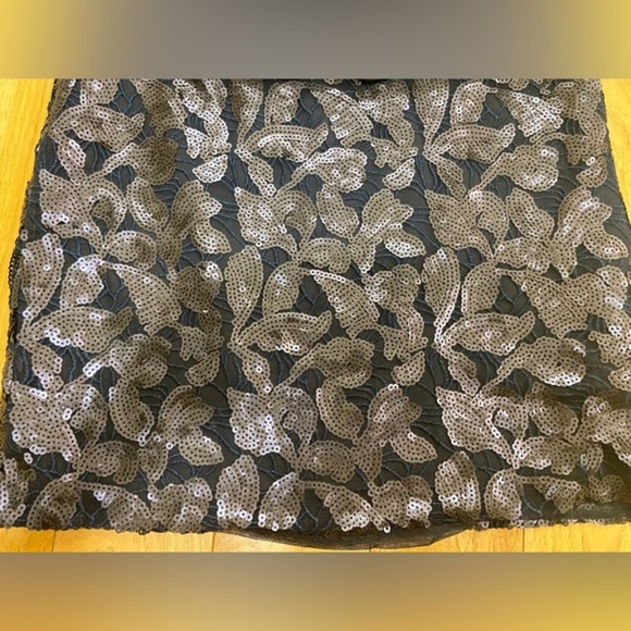 Aidan Maddox Chiffon Blouson Mini Dress Sequin Skirt Navy Blue Women’s 6 Party - Picture 3 of 11